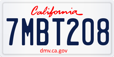 CA license plate 7MBT208