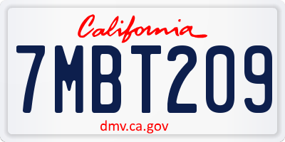 CA license plate 7MBT209