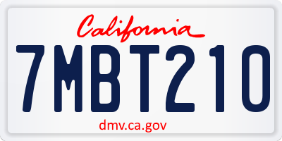 CA license plate 7MBT210