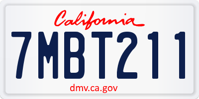 CA license plate 7MBT211
