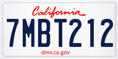 CA license plate 7MBT212