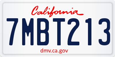 CA license plate 7MBT213