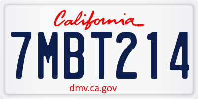 CA license plate 7MBT214