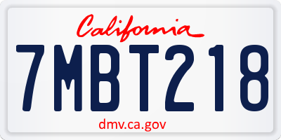 CA license plate 7MBT218
