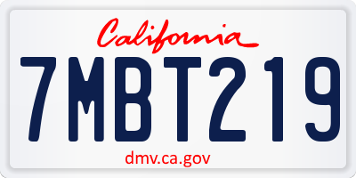 CA license plate 7MBT219