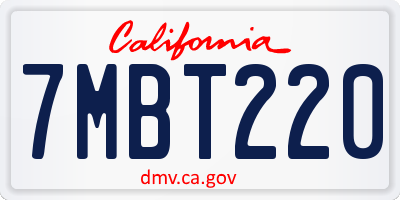 CA license plate 7MBT220