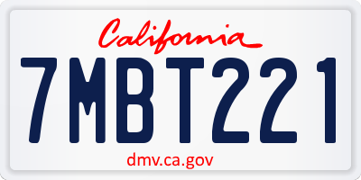 CA license plate 7MBT221