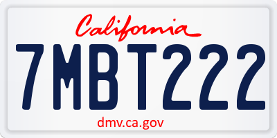 CA license plate 7MBT222