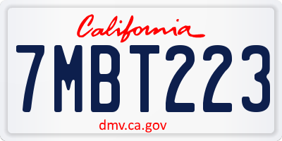 CA license plate 7MBT223