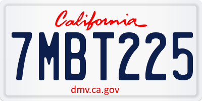 CA license plate 7MBT225