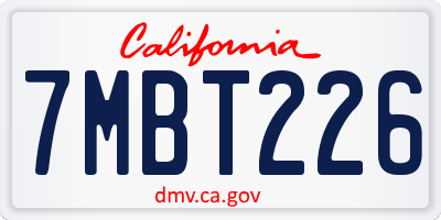 CA license plate 7MBT226