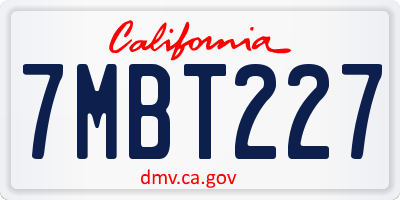 CA license plate 7MBT227