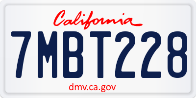 CA license plate 7MBT228
