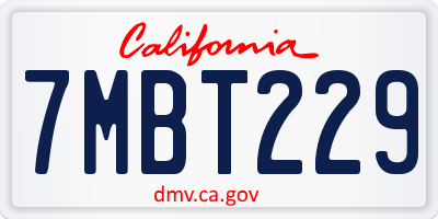 CA license plate 7MBT229