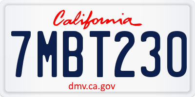 CA license plate 7MBT230