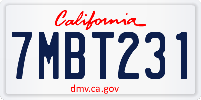 CA license plate 7MBT231