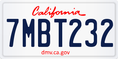 CA license plate 7MBT232