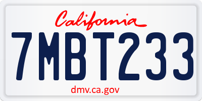 CA license plate 7MBT233