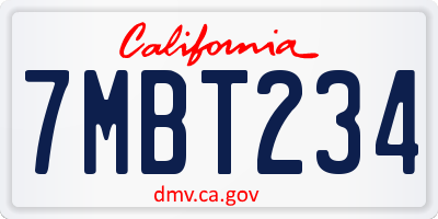 CA license plate 7MBT234