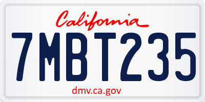 CA license plate 7MBT235