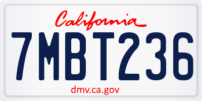 CA license plate 7MBT236