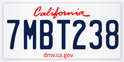 CA license plate 7MBT238