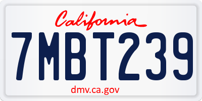 CA license plate 7MBT239