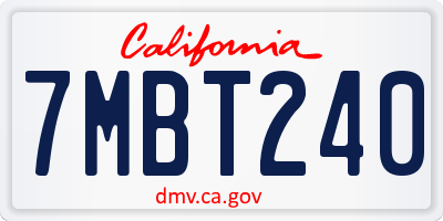 CA license plate 7MBT240
