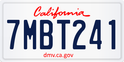 CA license plate 7MBT241