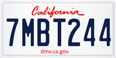 CA license plate 7MBT244