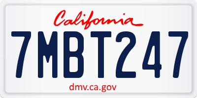 CA license plate 7MBT247