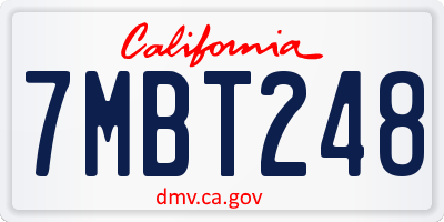 CA license plate 7MBT248