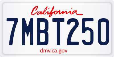 CA license plate 7MBT250