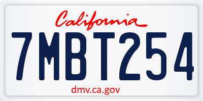 CA license plate 7MBT254