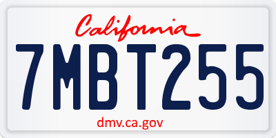 CA license plate 7MBT255