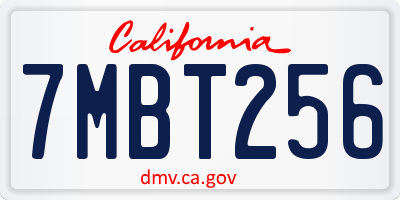 CA license plate 7MBT256