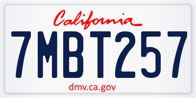 CA license plate 7MBT257