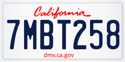 CA license plate 7MBT258