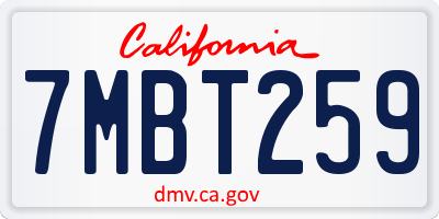 CA license plate 7MBT259