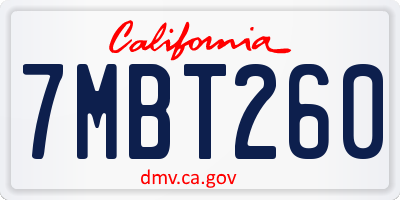 CA license plate 7MBT260
