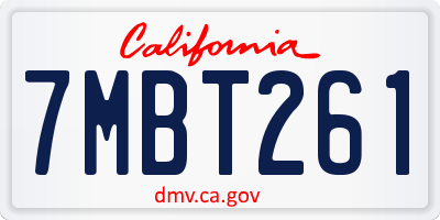 CA license plate 7MBT261