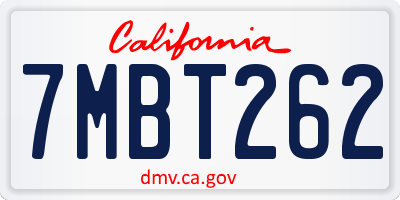 CA license plate 7MBT262