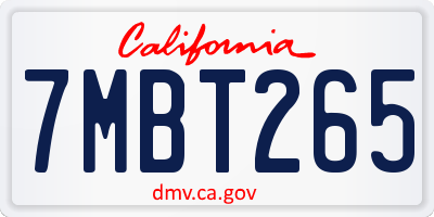 CA license plate 7MBT265