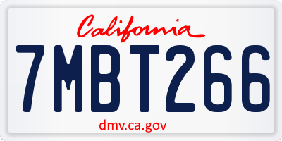 CA license plate 7MBT266