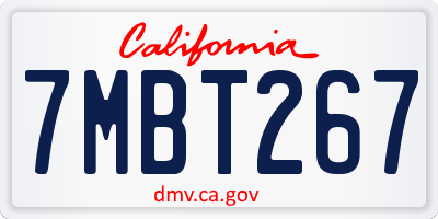 CA license plate 7MBT267