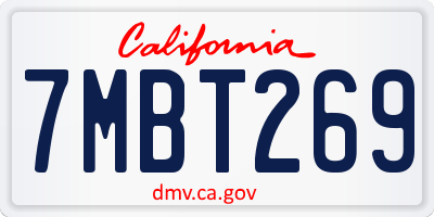 CA license plate 7MBT269