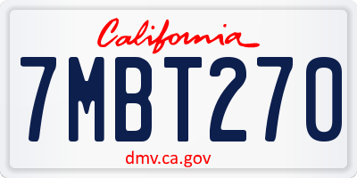 CA license plate 7MBT270