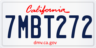 CA license plate 7MBT272