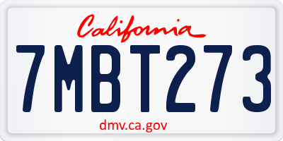 CA license plate 7MBT273