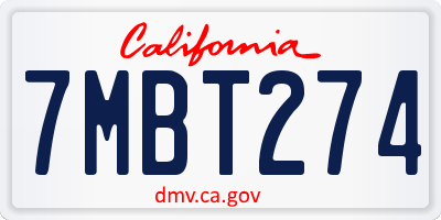 CA license plate 7MBT274